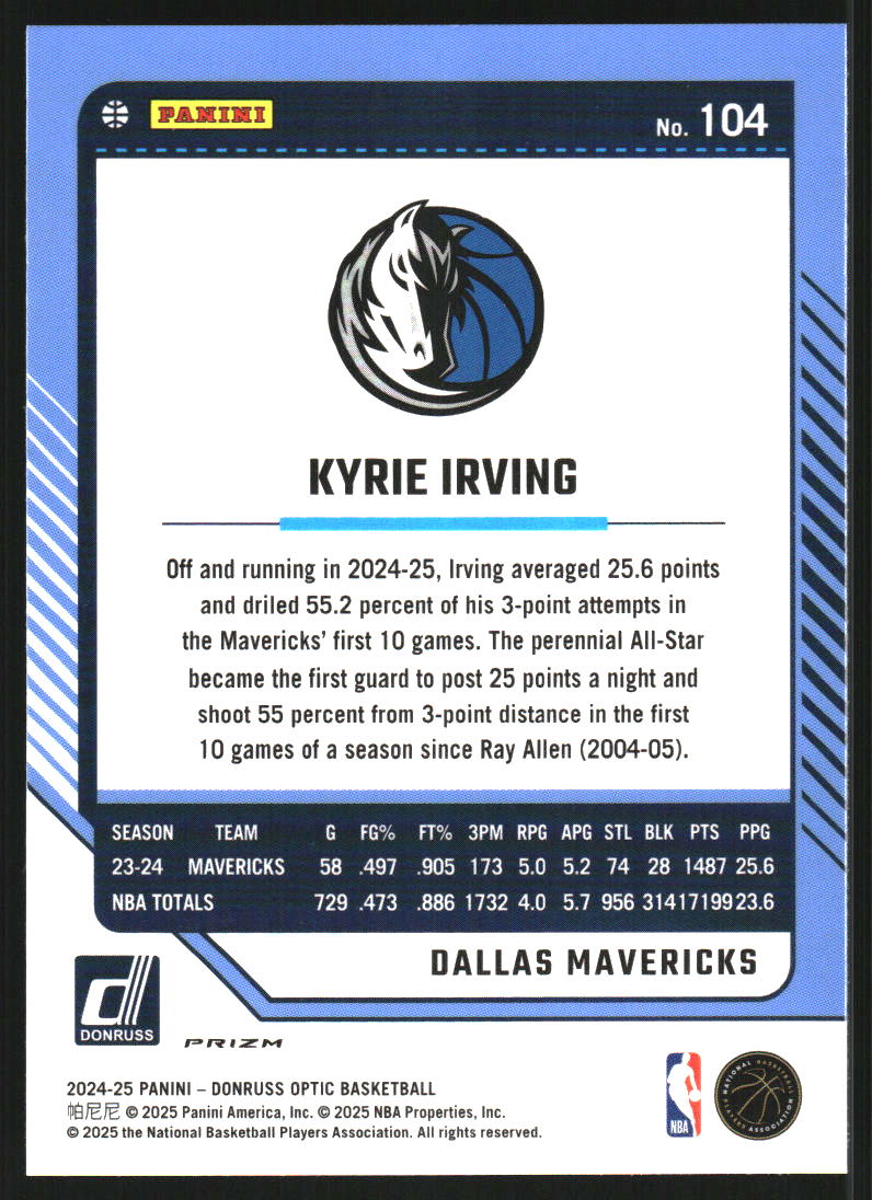 2024-25 Donruss Optic Purple Shimmer #104 Kyrie Irving