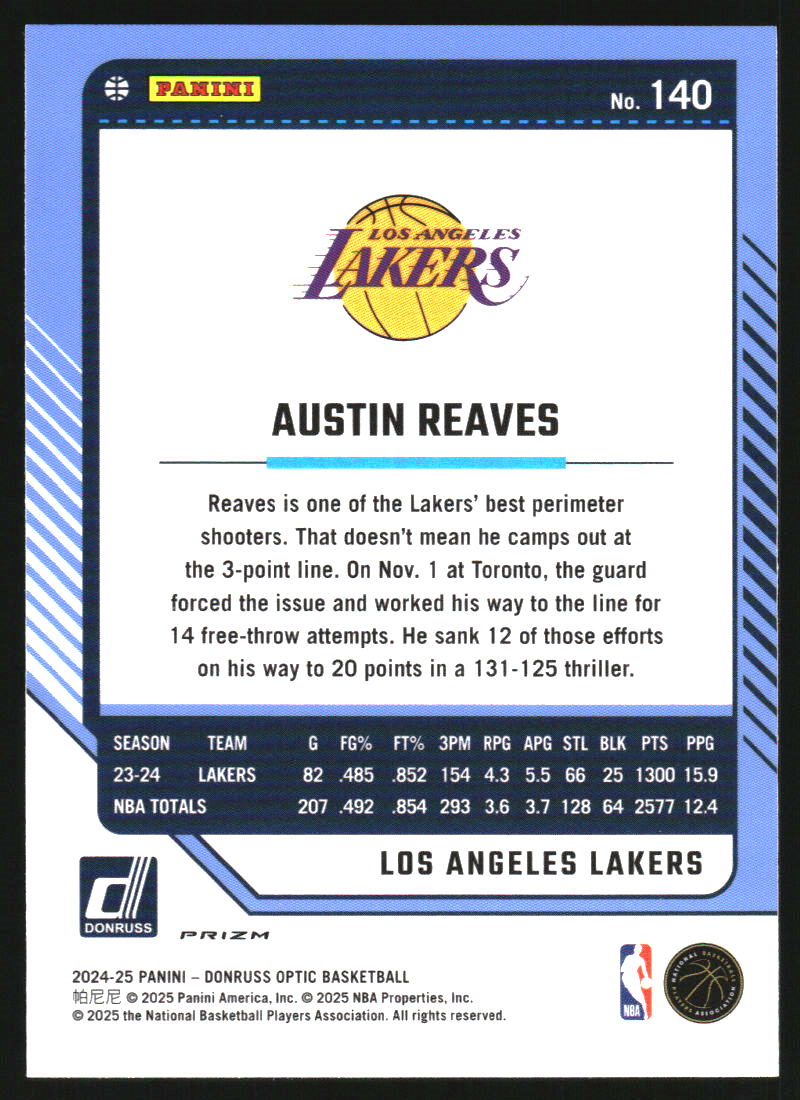 2024-25 Donruss Optic Purple Shock #140 Austin Reaves