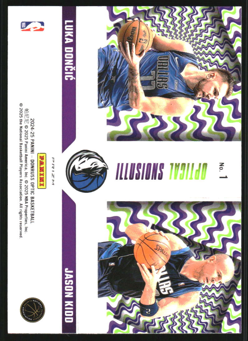 2024-25 Donruss Optic Optical Illusions Purple #1 Jason Kidd/Luka Doncic