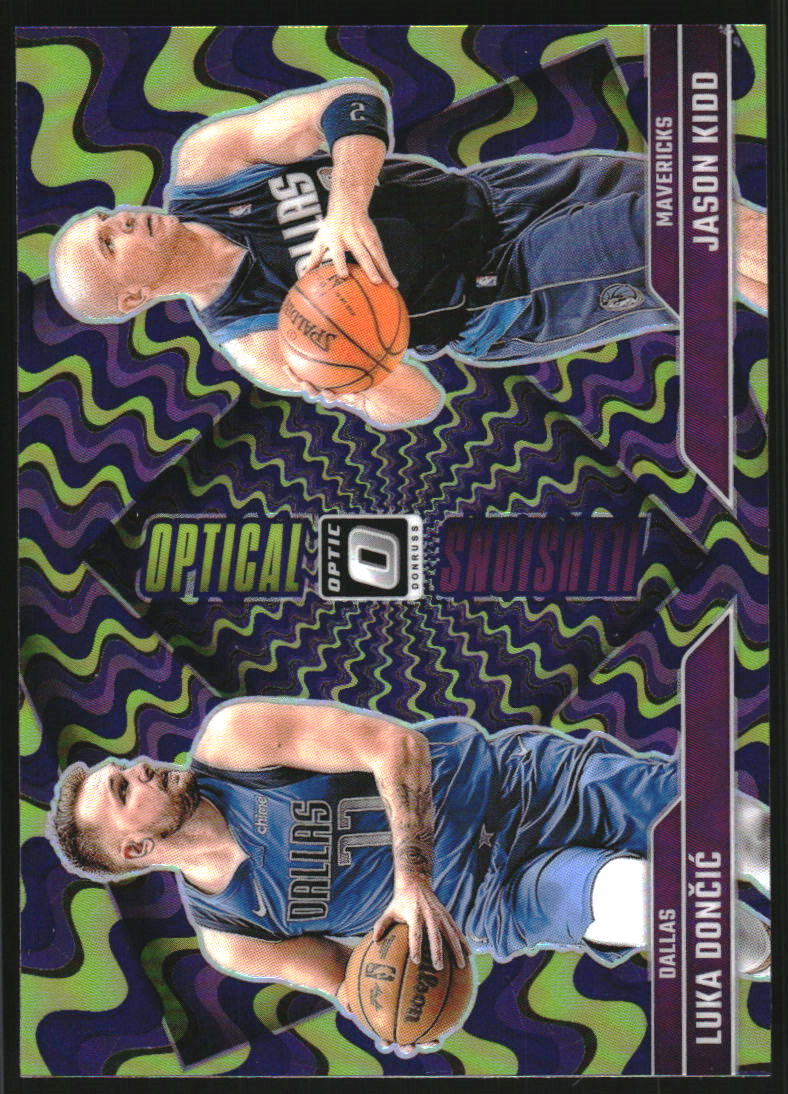 2024-25 Donruss Optic Optical Illusions Purple #1 Jason Kidd/Luka Doncic