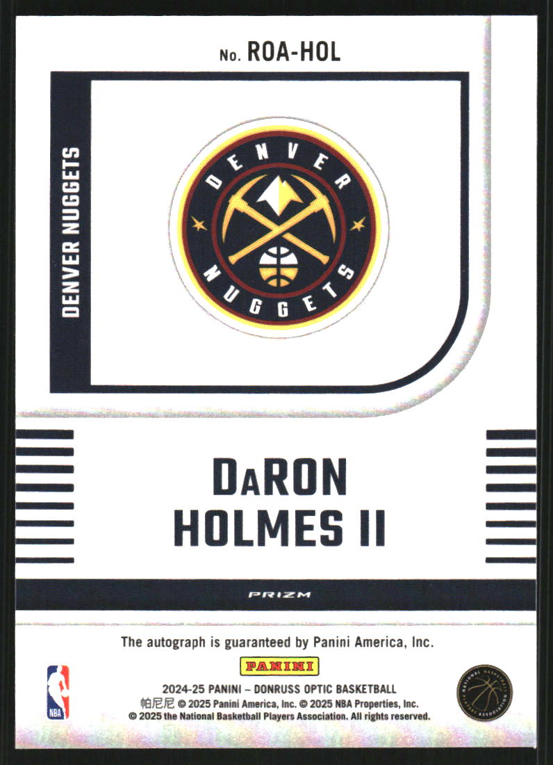 2024-25 Donruss Optic Rookie Optics Autographs Choice #3 DaRon Holmes II Auto