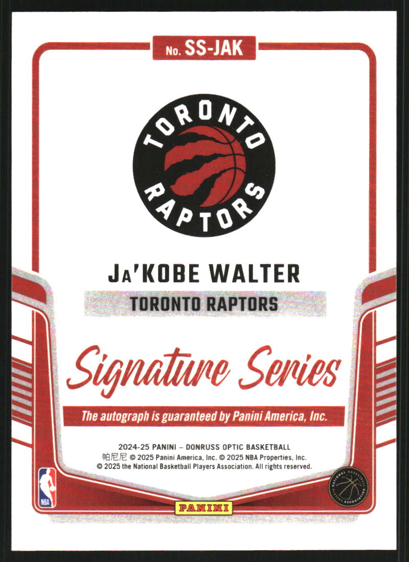 2024-25 Donruss Optic Signature Series #85 Ja'Kobe Walter Auto