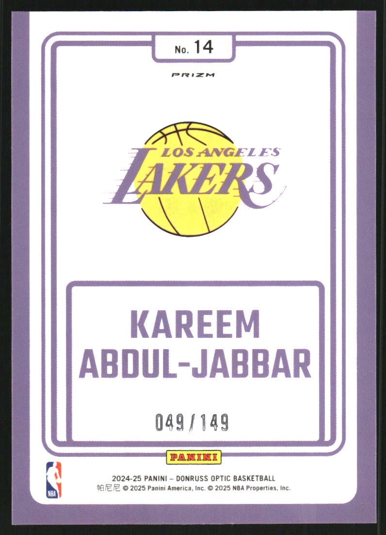 2024-25 Donruss Optic Winner Stays Green Shock #14 Kareem Abdul-Jabbar /149