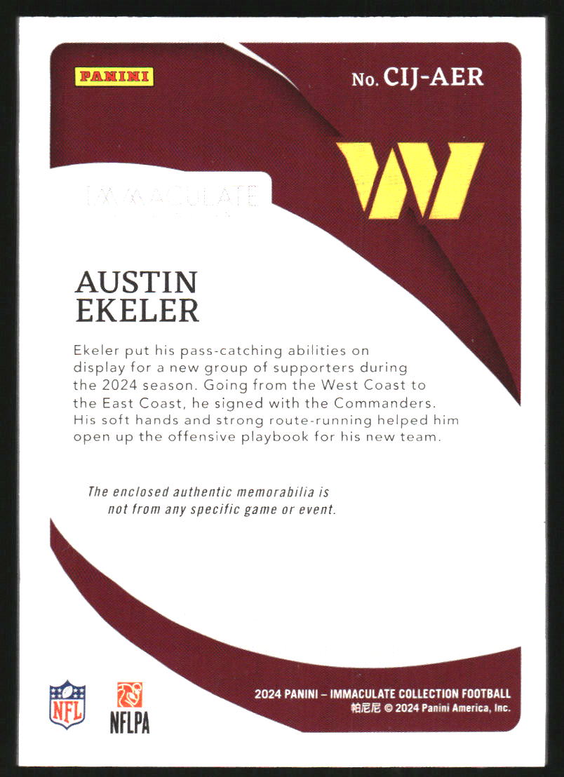 2024 Immaculate Collection Clearly Immaculate Jerseys #33 Austin Ekeler Jersey /99