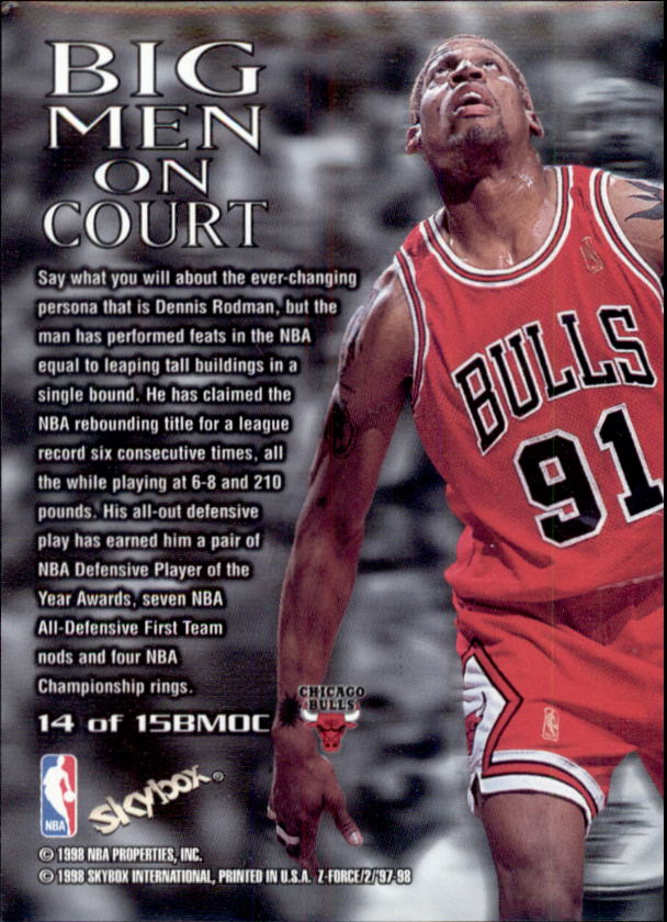 1997-98 Z-Force Big Men on Court #14 Dennis Rodman back image