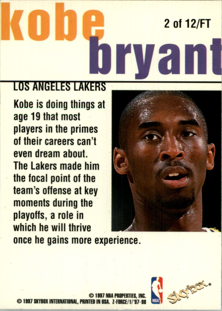 1997-98 Z-Force Fast Track #2 Kobe Bryant