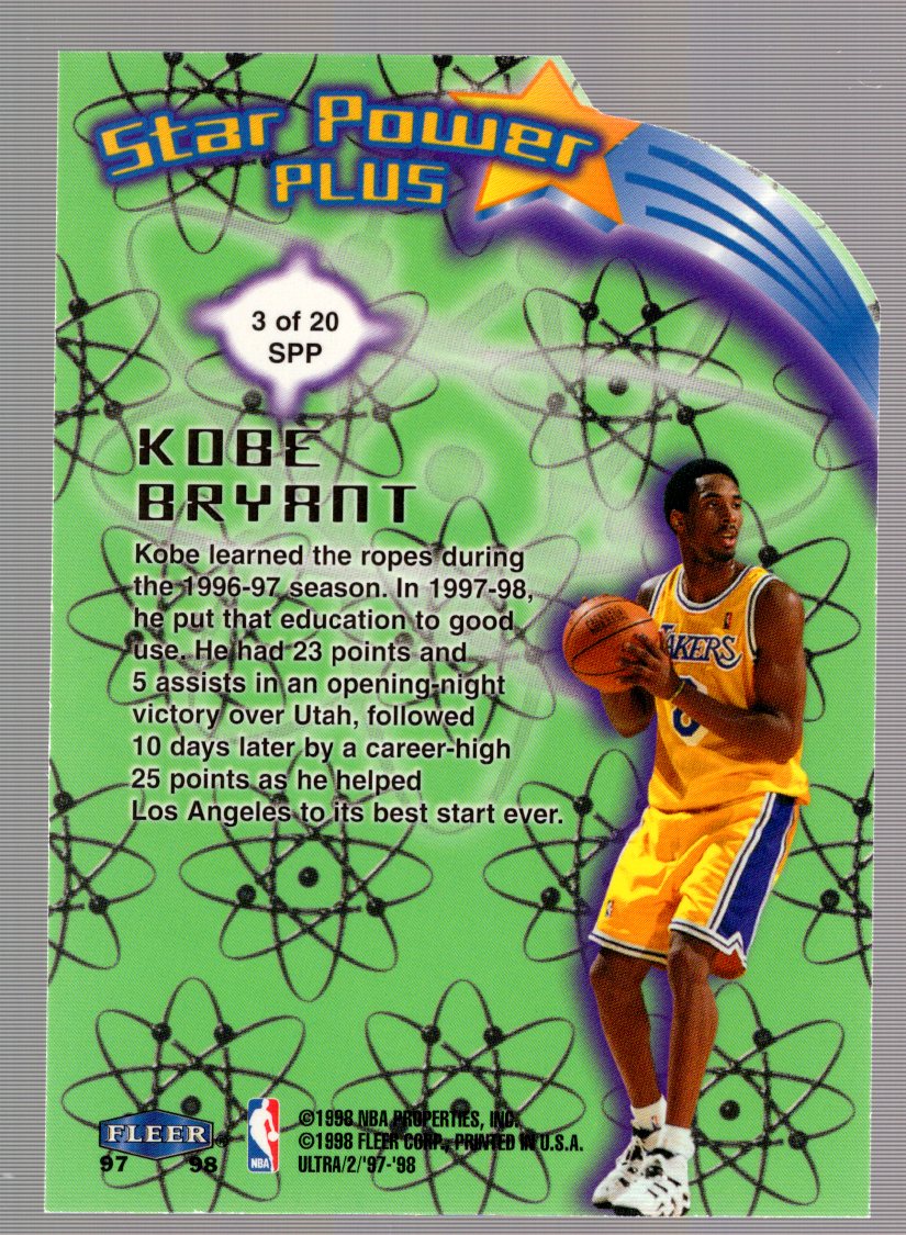 1997-98 Ultra Star Power Plus #SPP3 Kobe Bryant back image