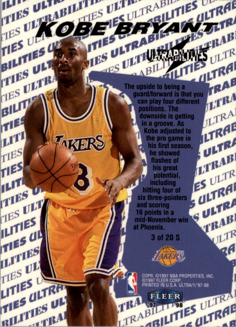 1997-98 Ultra Ultrabilities #3 Kobe Bryant back image