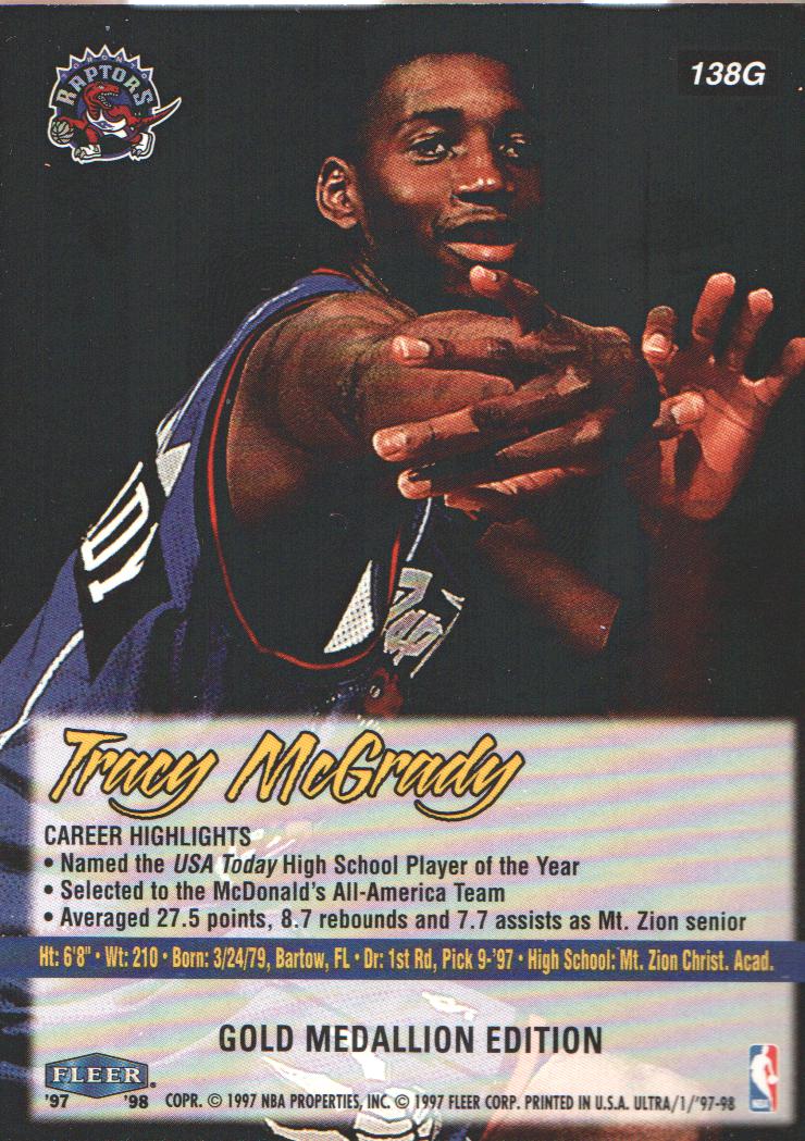 1997-98 Ultra Gold Medallion #138G Tracy McGrady back image