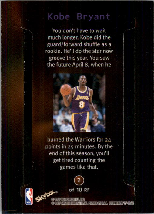 1997-98 SkyBox Premium Rock 'n Fire #2 Kobe Bryant back image