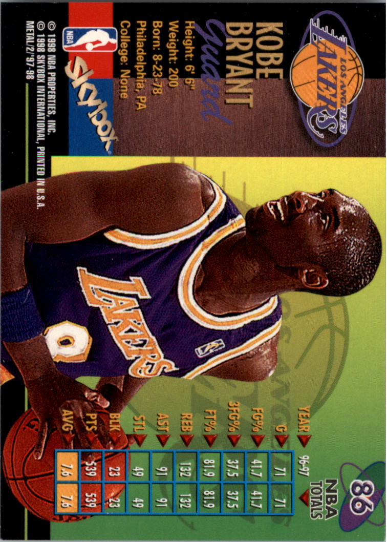 1997-98 Metal Universe Championship #86 Kobe Bryant back image