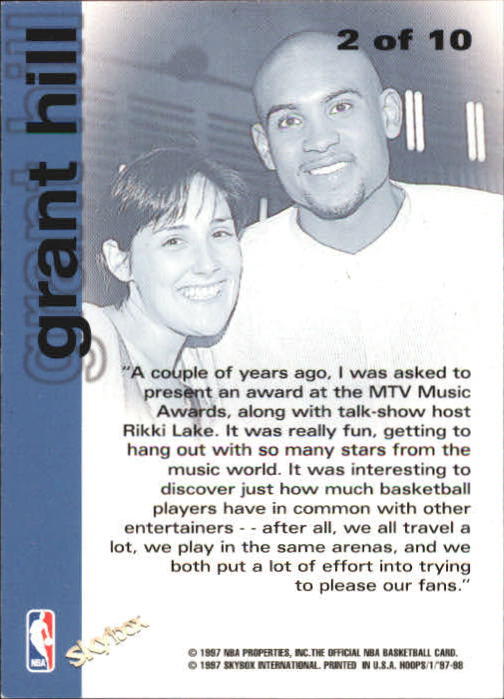1997-98 Hoops Chill with Hill #2 Grant Hill/Stars from different worlds back image