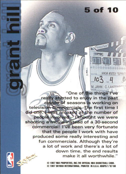 1997-98 Hoops Chill with Hill #5 Grant Hill/Obey your thirst back image