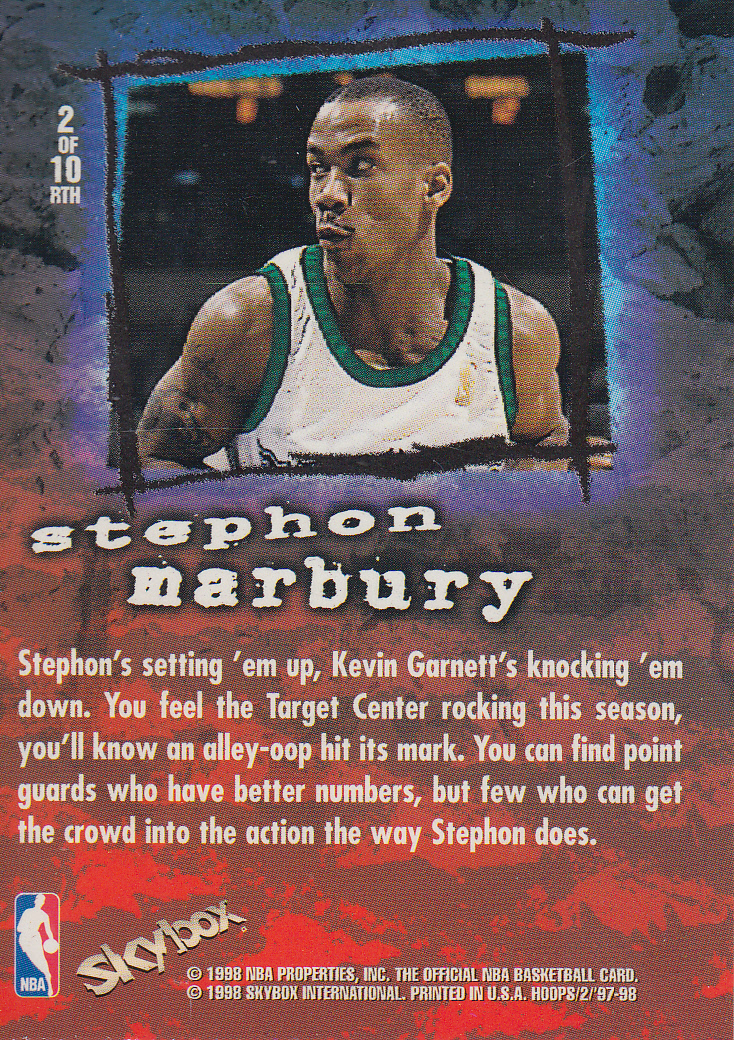 1997-98 Hoops Rock the House #RH2 Stephon Marbury back image