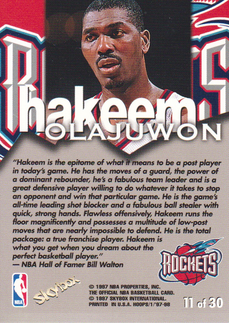 1997-98 Hoops Talkin' Hoops #11 Hakeem Olajuwon back image