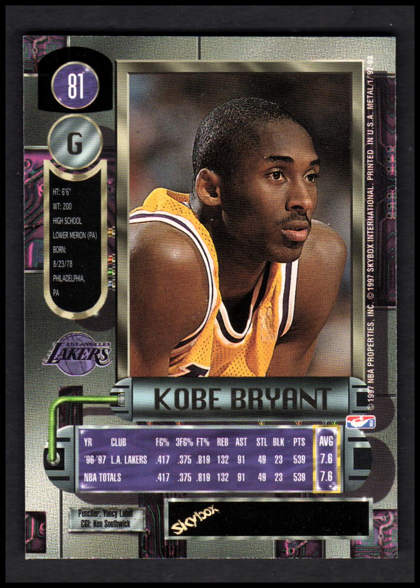 1997-98 Metal Universe #81 Kobe Bryant back image