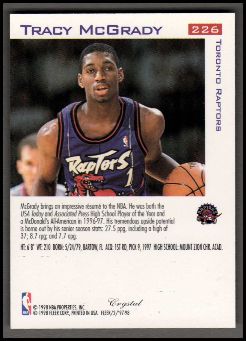 1997-98 Fleer Crystal Collection #226 Tracy McGrady back image