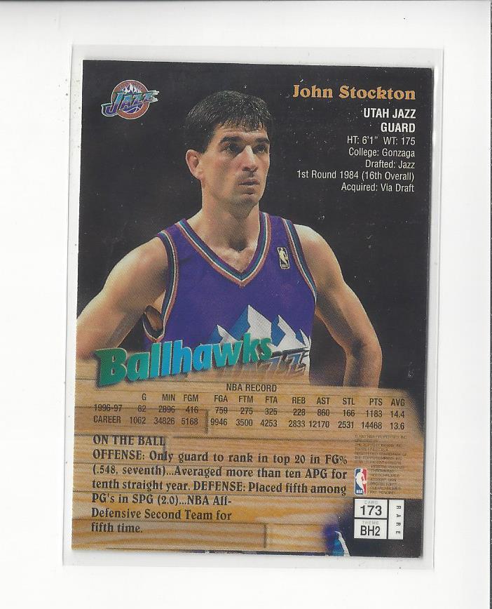 1997-98 Finest #173 John Stockton G back image