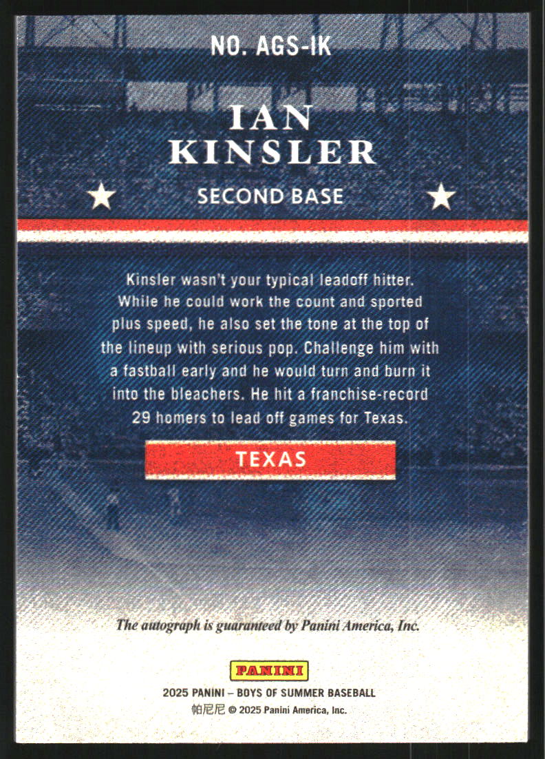 2025 Panini Boys of Summer American Glory Signatures Red #20 Ian Kinsler Auto /49