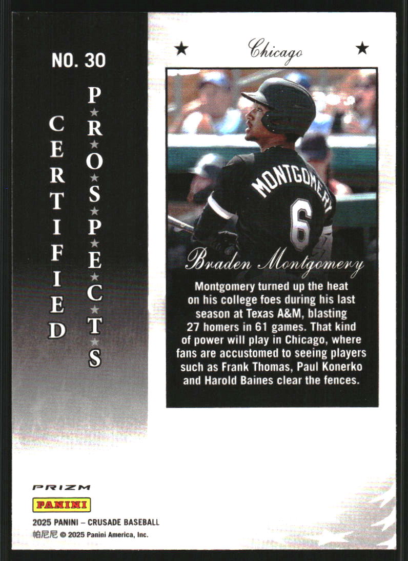 2025 Panini Crusade Certified Prospects #30 Braden Montgomery