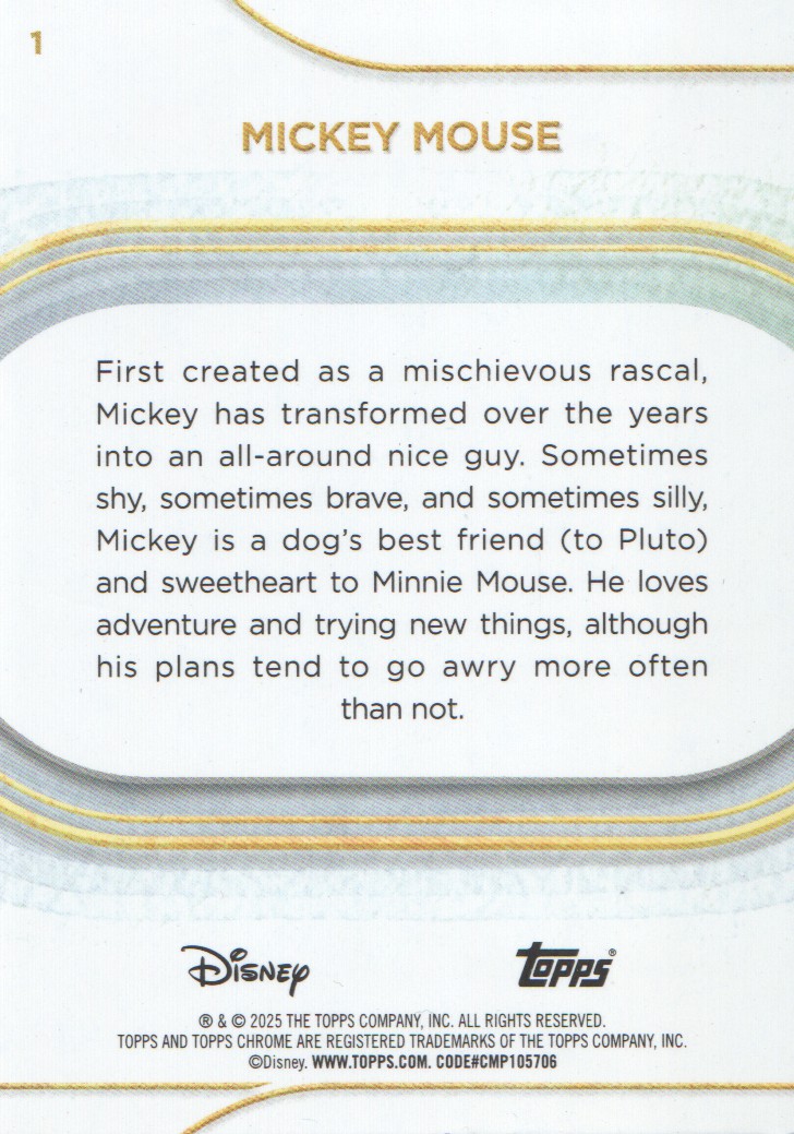 2025 Topps Chrome Disney Trading Cards BASE: Pick From List