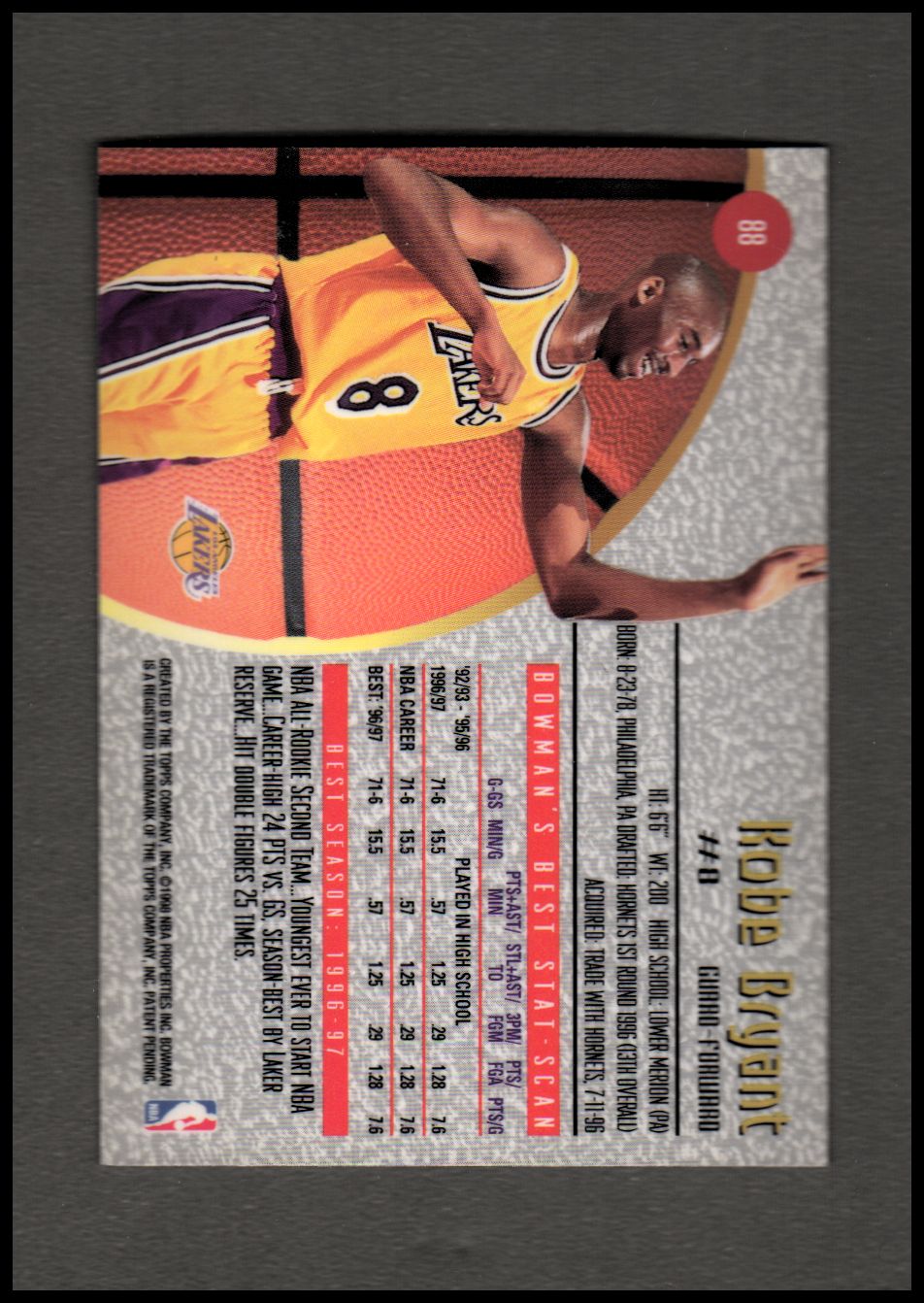 1997-98 Bowman's Best #88 Kobe Bryant back image