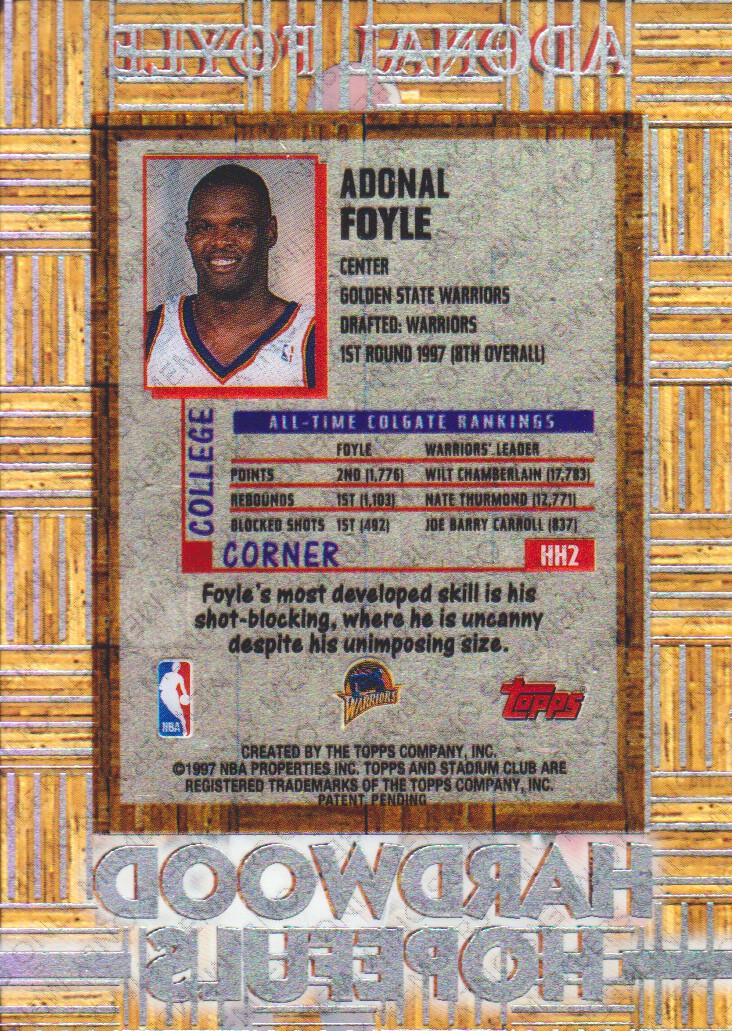 1997-98 Stadium Club Members Only Parallel I #HH2 Adonal Foyle back image