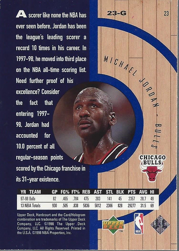1998 Upper Deck Hardcourt Home Court Advantage #23 Michael Jordan back image