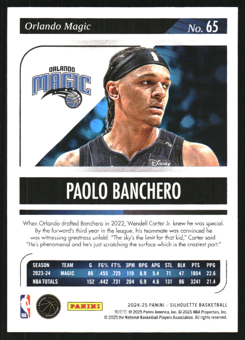 2024-25 Panini Silhouette Bronze #65 Paolo Banchero /49