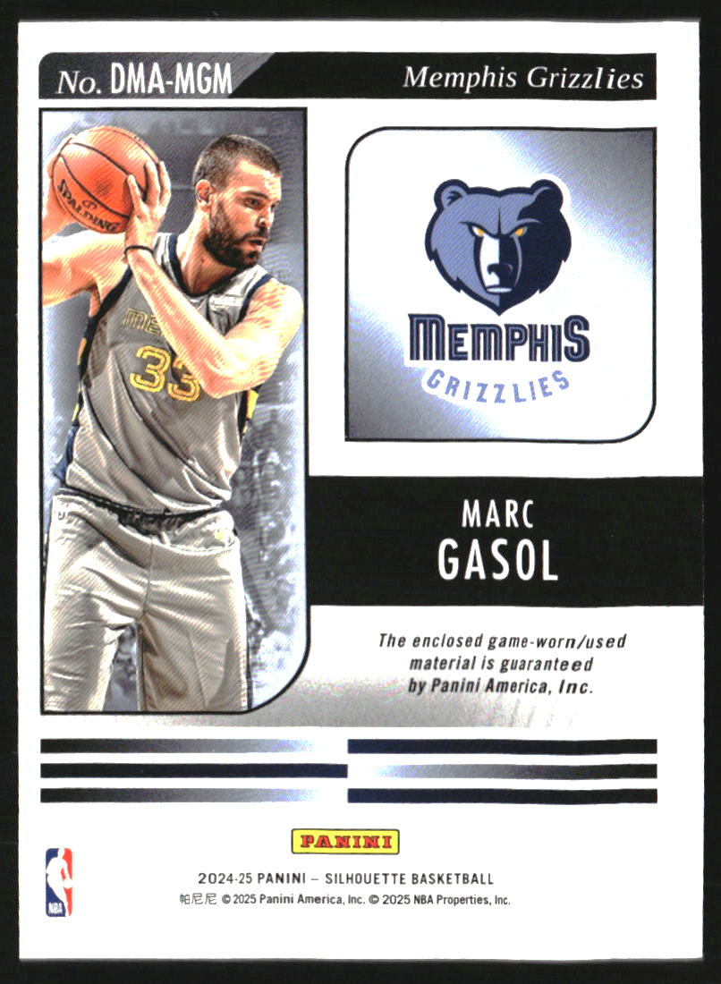 2024-25 Panini Silhouette Dual Materials #19 Marc Gasol