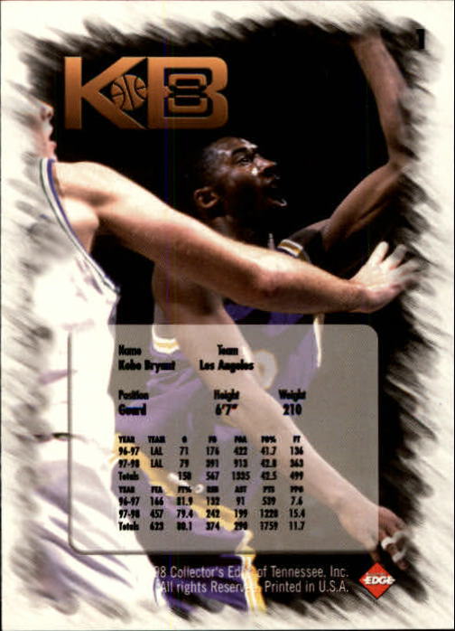 1998 Collector's Edge Impulse KB8 #1 Kobe Bryant back image