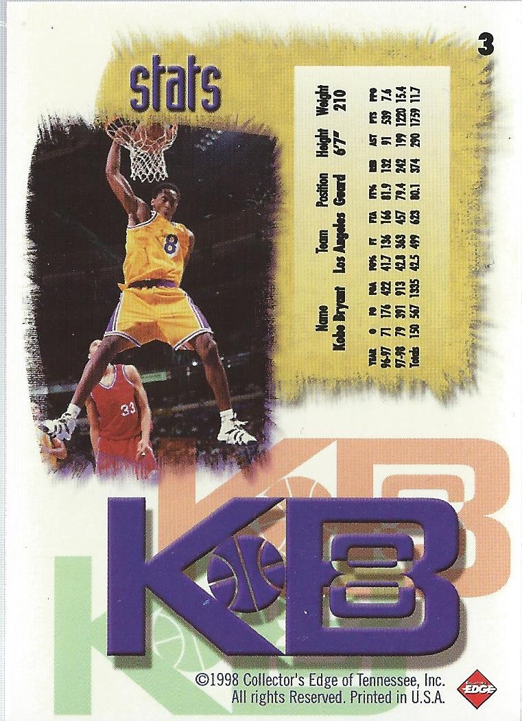 1998 Collector's Edge Impulse KB8 Gold #3 Kobe Bryant back image