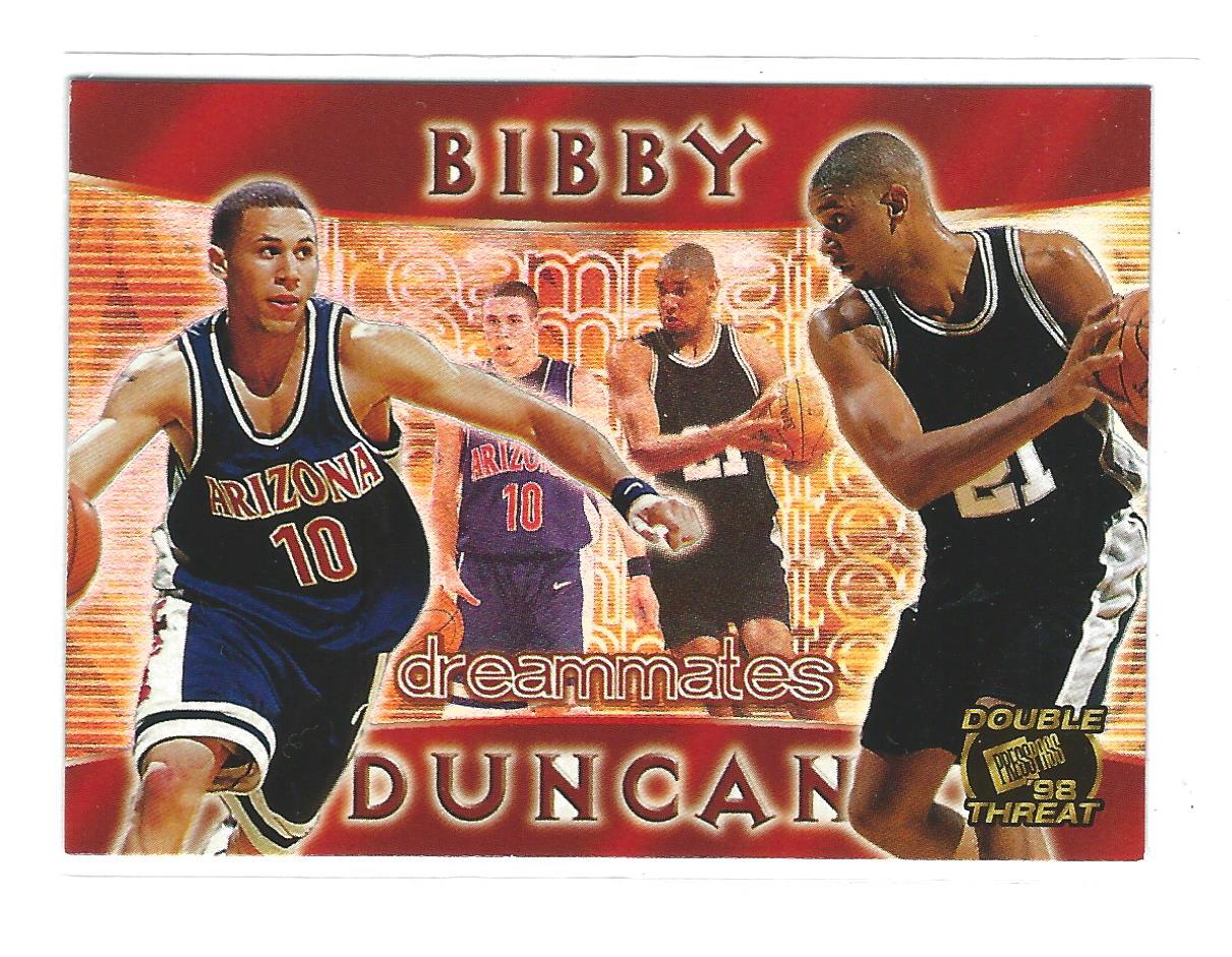 1998 Press Pass Double Threat Dreammates #DM1 Mike Bibby/Tim Duncan