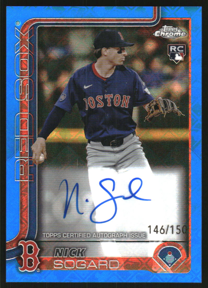 2025 Topps Chrome Logofractor Rookie Autographs Blue Refractors #RANSO Nick Sogard Auto /150