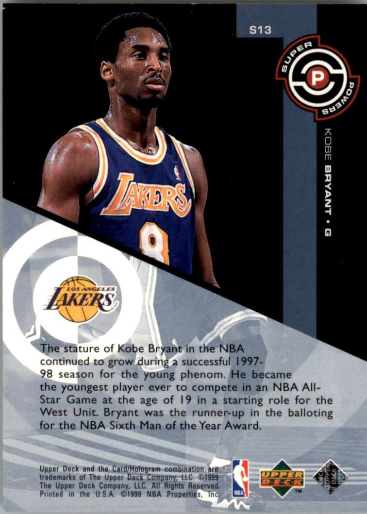 1998-99 Upper Deck Super Powers #S13 Kobe Bryant back image