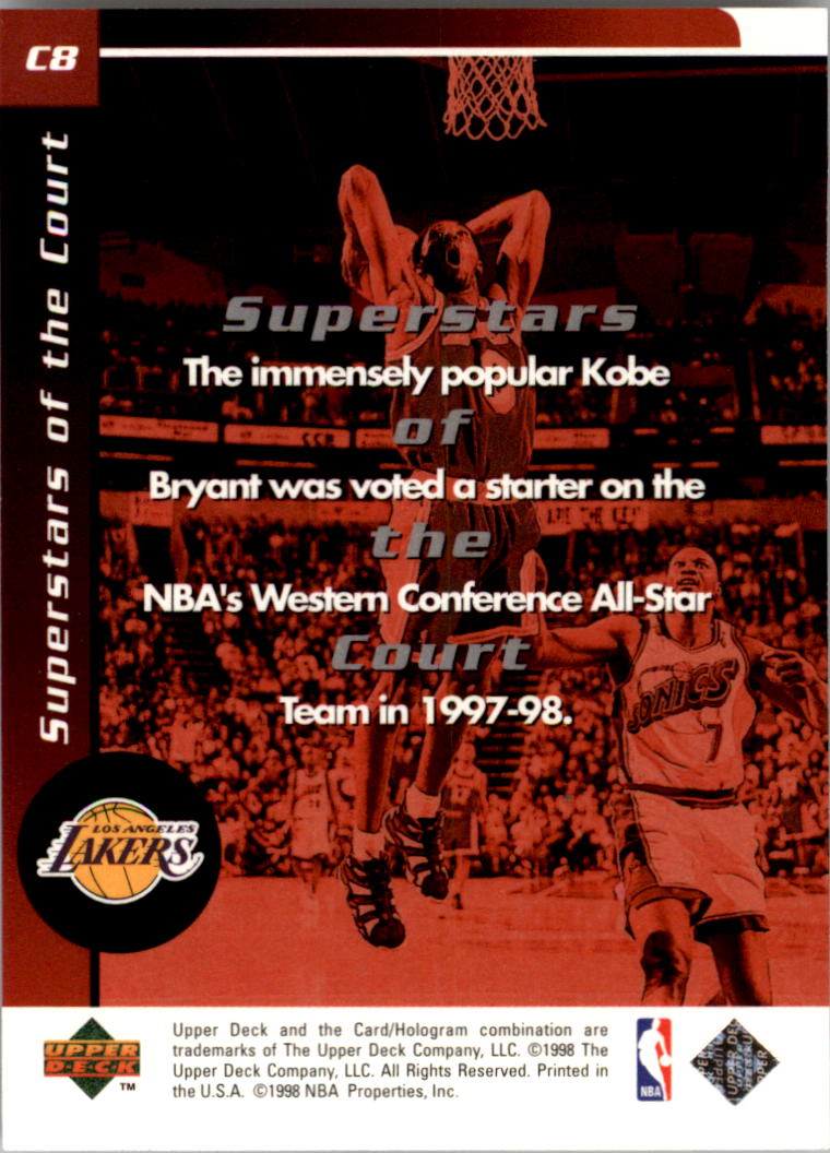1998-99 Upper Deck Ovation Superstars of the Court #C8 Kobe Bryant back image