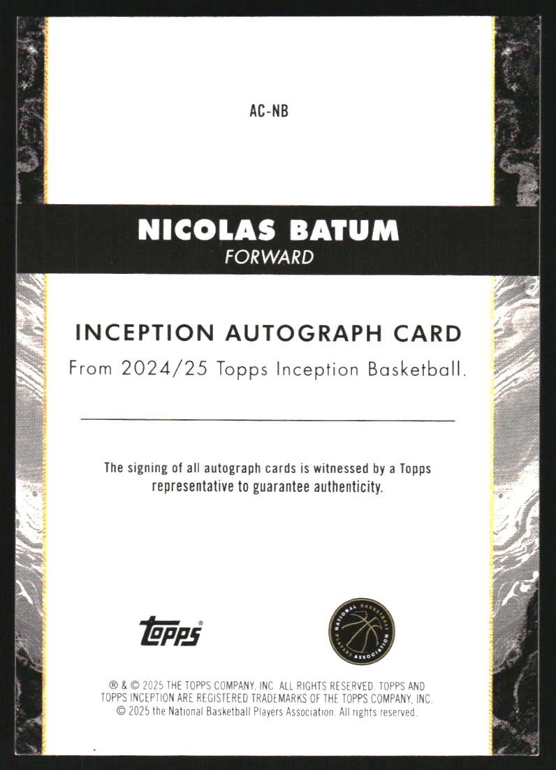 2024-25 Topps Inception Autographs #ACNB Nicolas Batum Auto