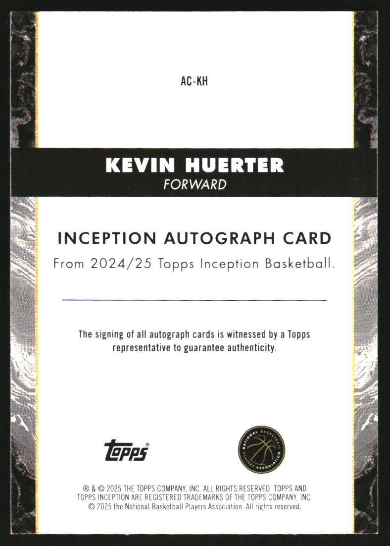 2024-25 Topps Inception Autographs Red #ACKH Kevin Huerter Auto /75