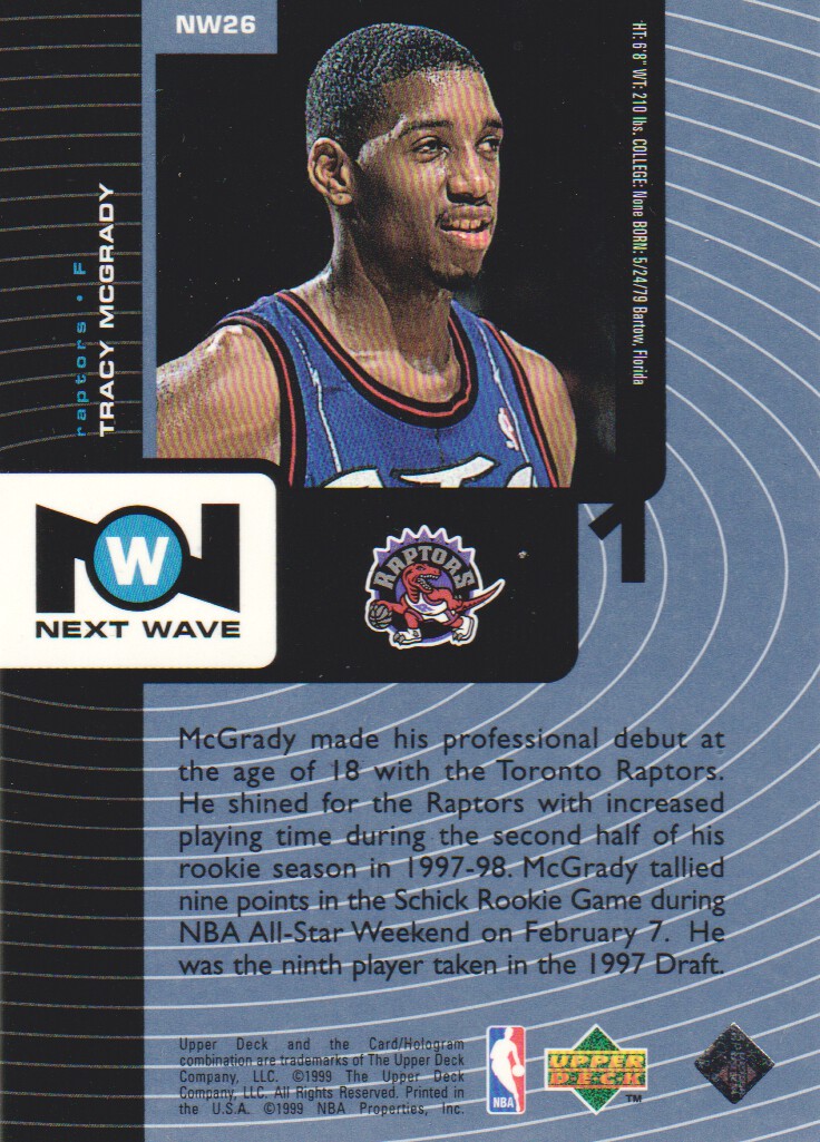1998-99 Upper Deck Next Wave #NW26 Tracy McGrady back image