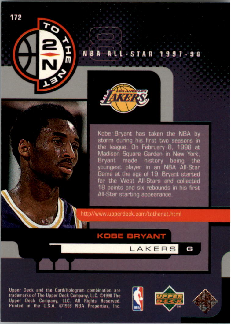 1998-99 Upper Deck #172 Kobe Bryant TN back image