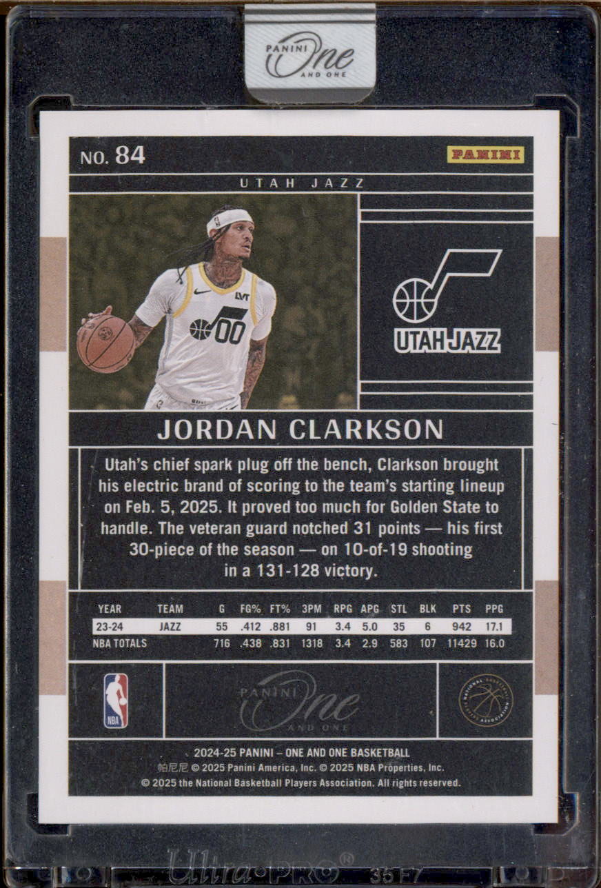 2024-25 Panini One and One #84 Jordan Clarkson /75