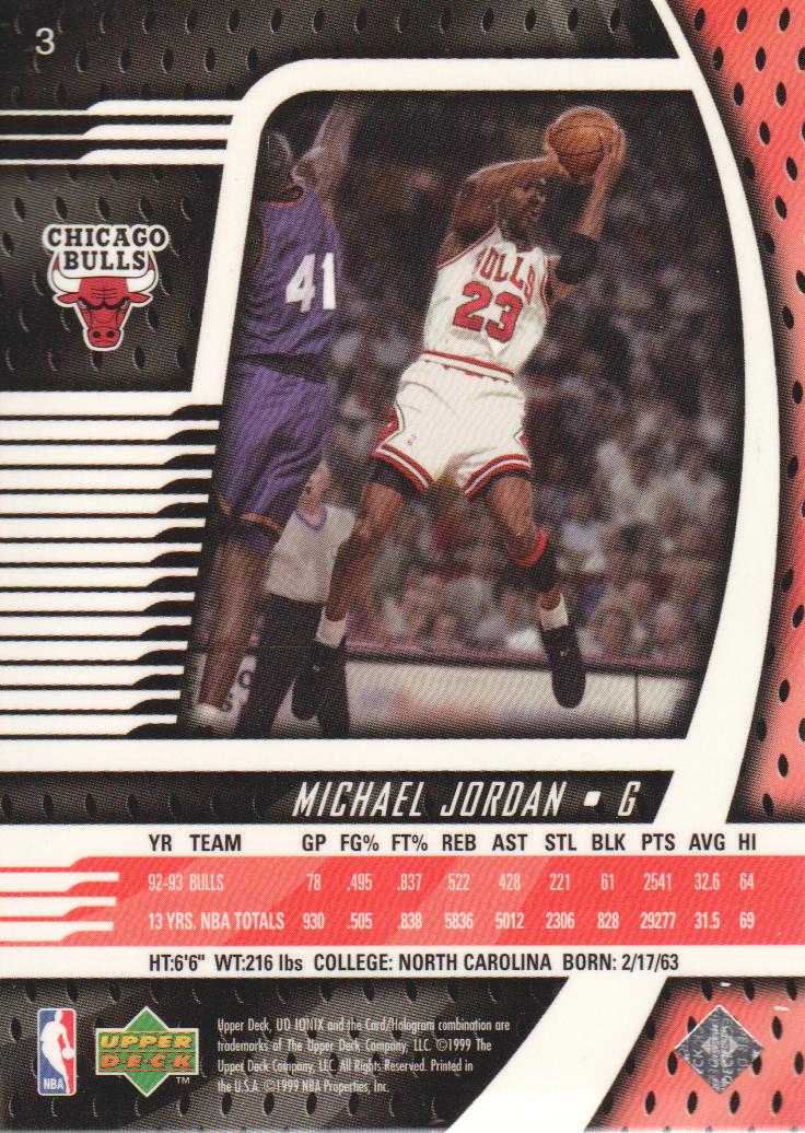 1998-99 UD Ionix #3 Michael Jordan back image