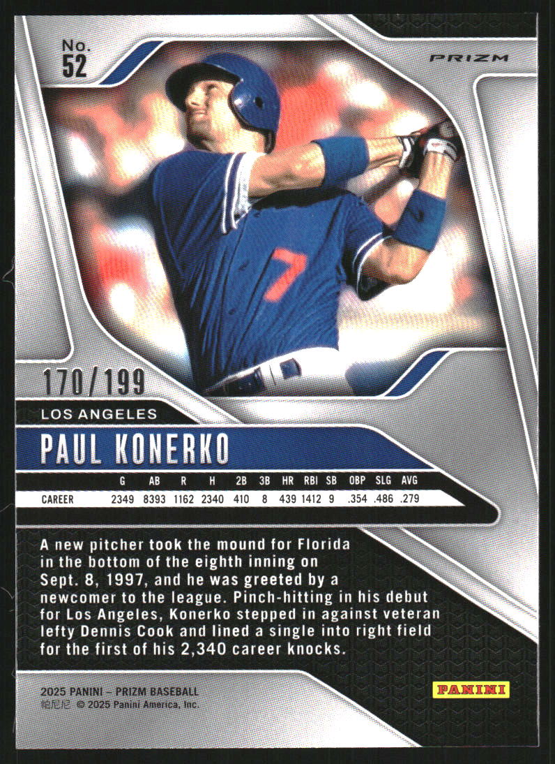 2025 Panini Prizm Prizms Blue #52 Paul Konerko /199