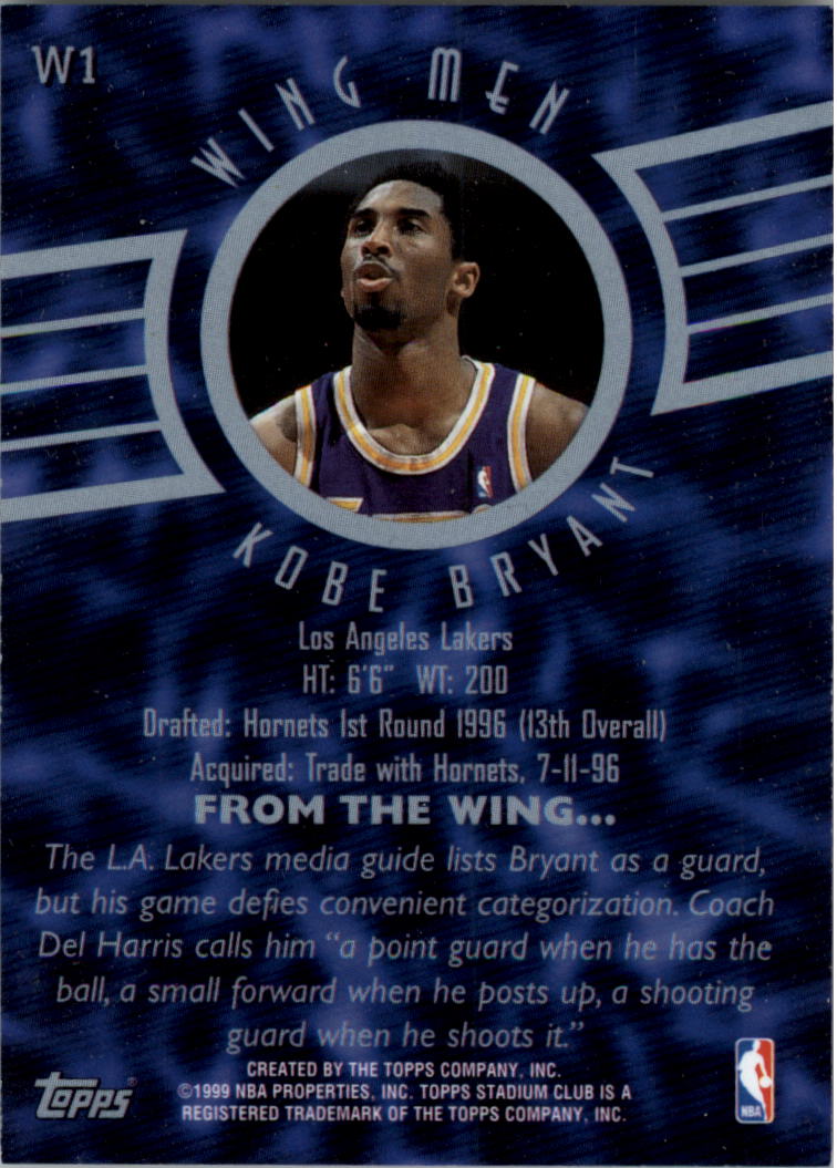 1998-99 Stadium Club Wing Men #W1 Kobe Bryant back image