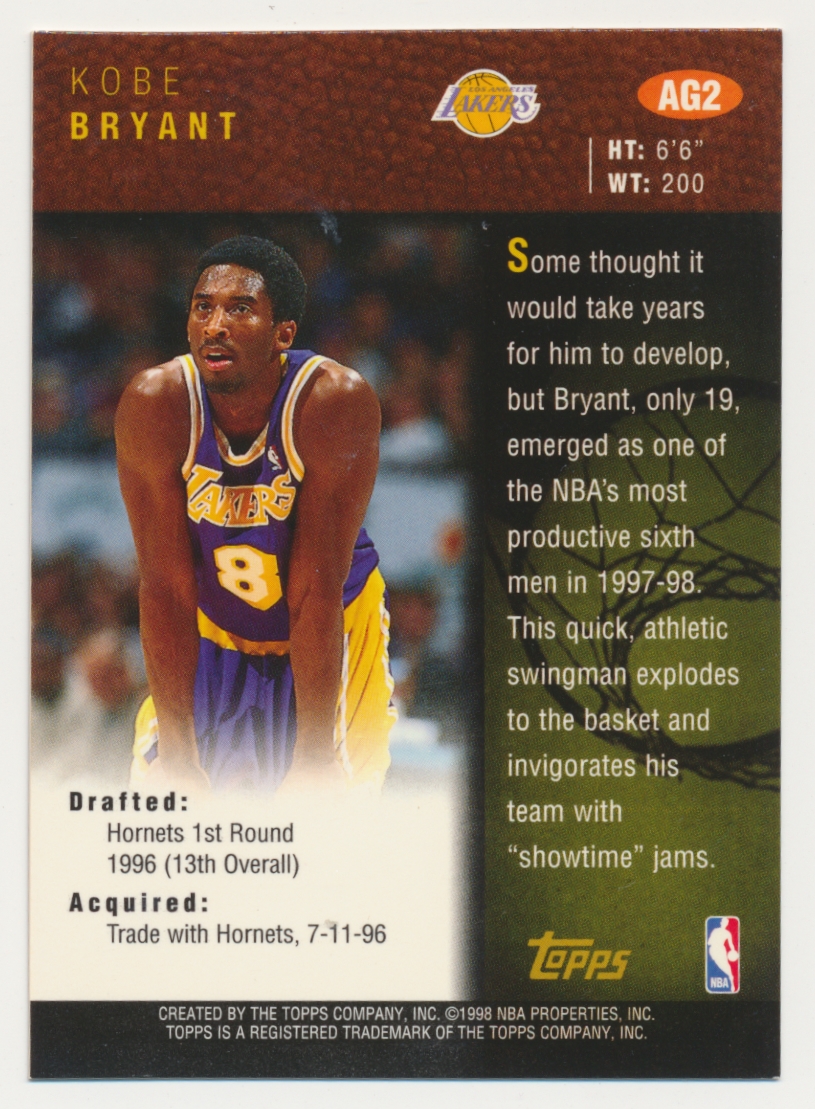 1998-99 Topps Autographs #AG2 Kobe Bryant - NM-MT