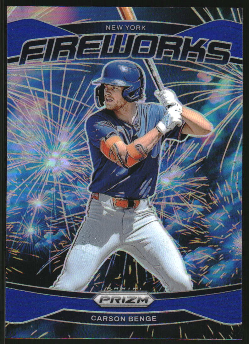 2025 Panini Prizm Fireworks Prizms Blue #9 Carson Benge /99