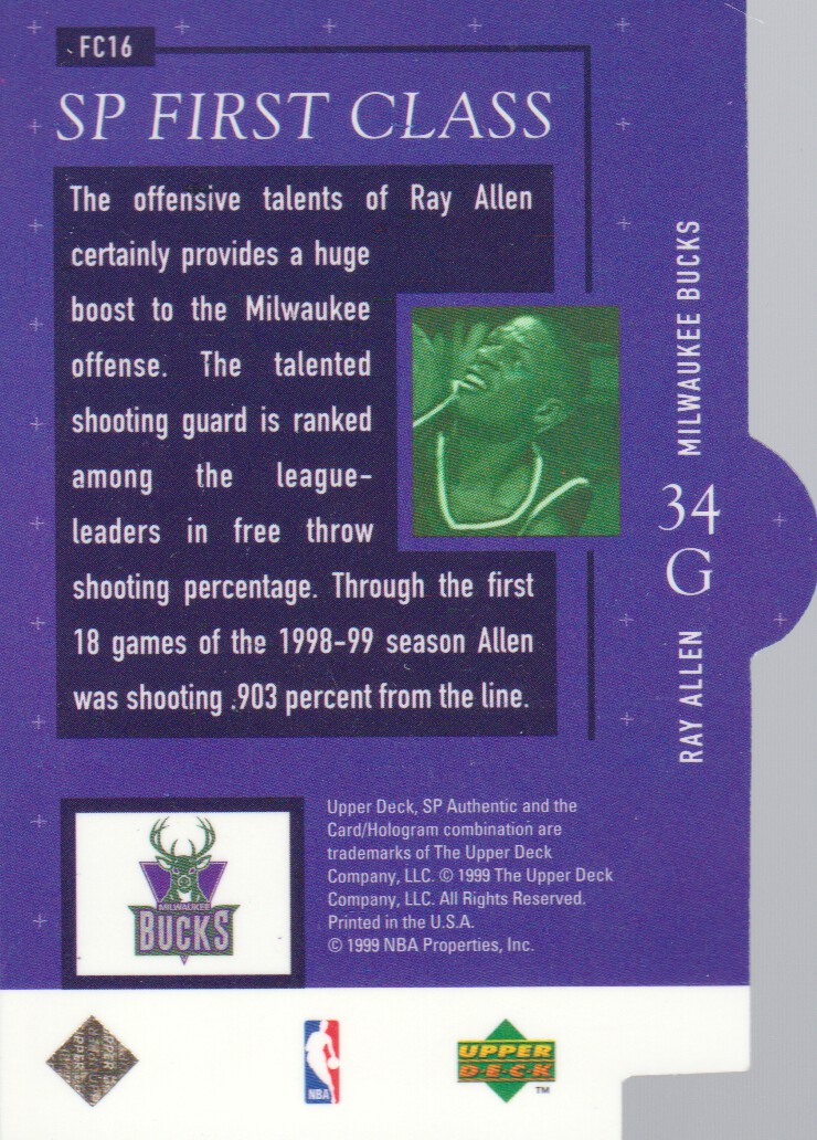 1998-99 SP Authentic First Class #FC16 Ray Allen back image