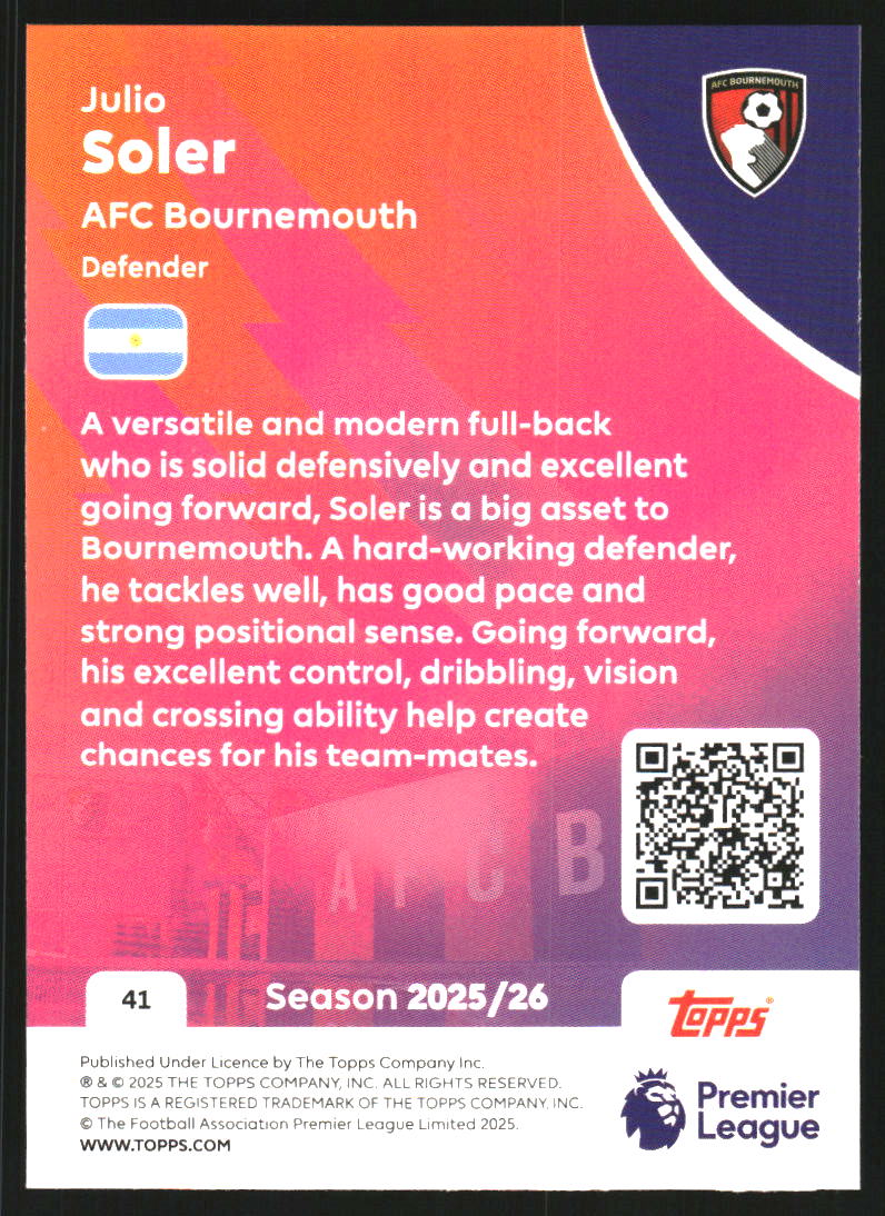 2025-26 Topps English Premier League #41 Julio Soler