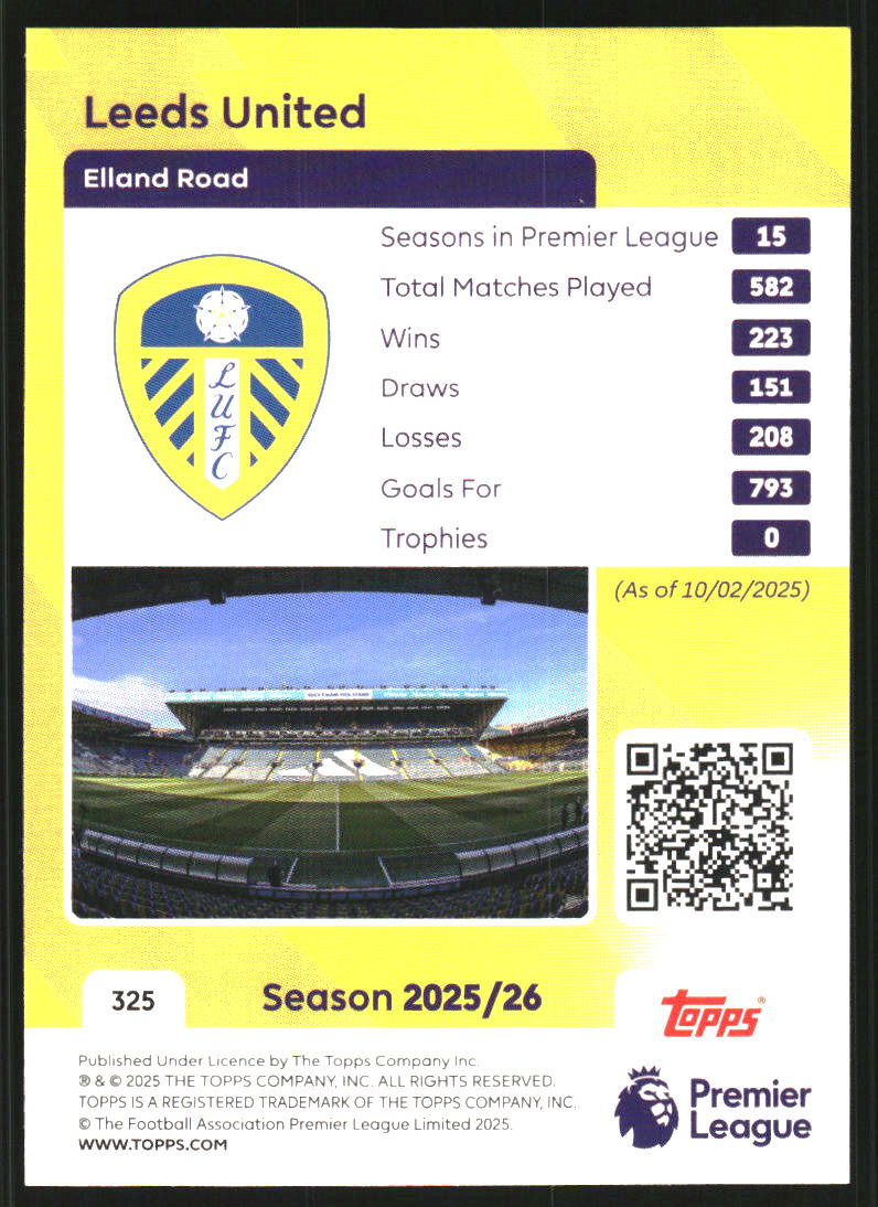 2025-26 Topps English Premier League #325 Leeds United Badge