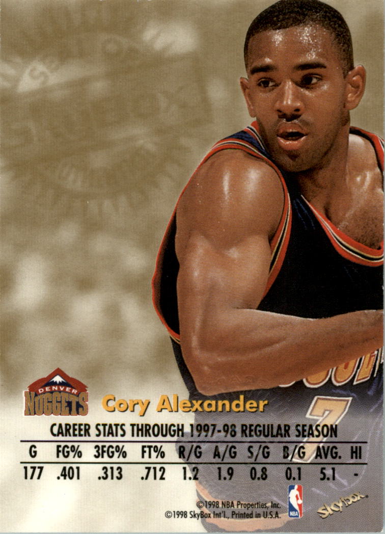 1998-99 SkyBox Premium Autographics #3 Cory Alexander back image